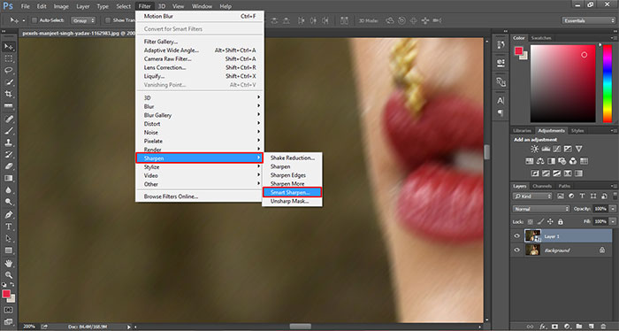 How to remove blur in Photoshop 8