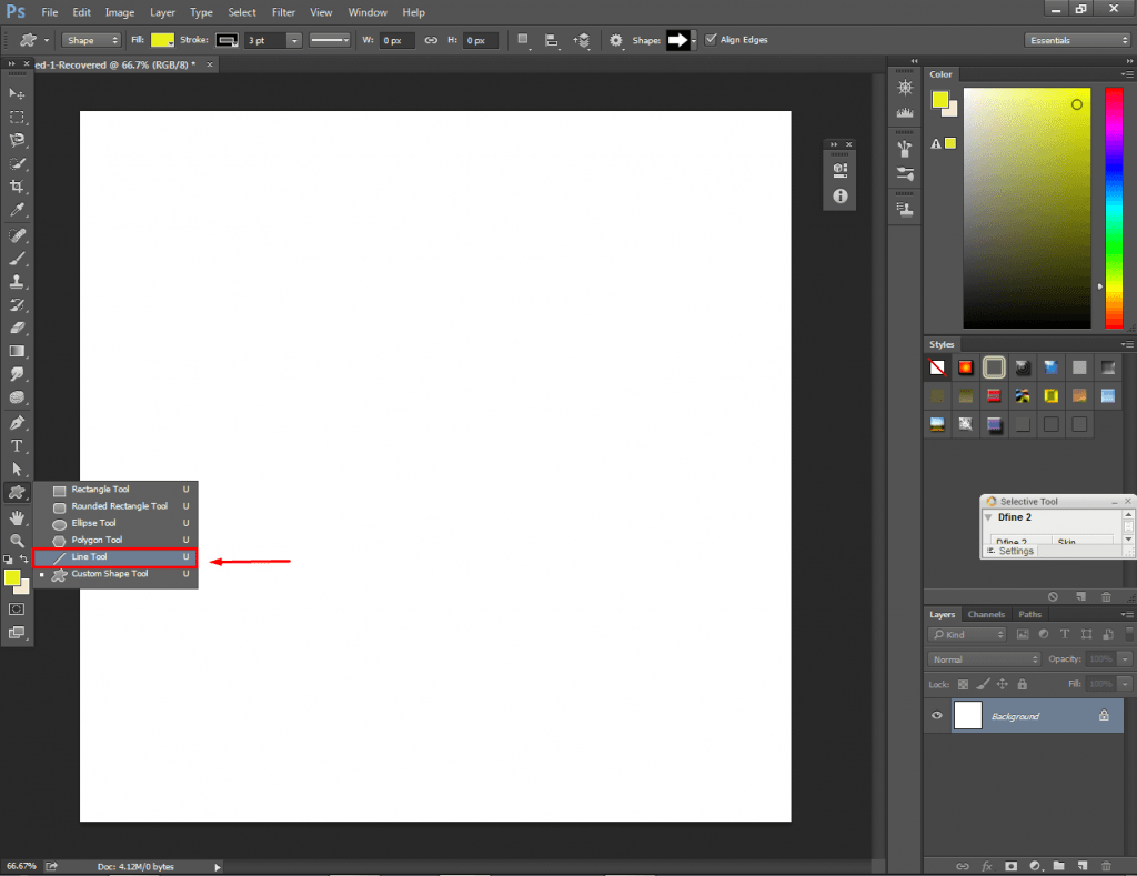 line tool photoshop cc