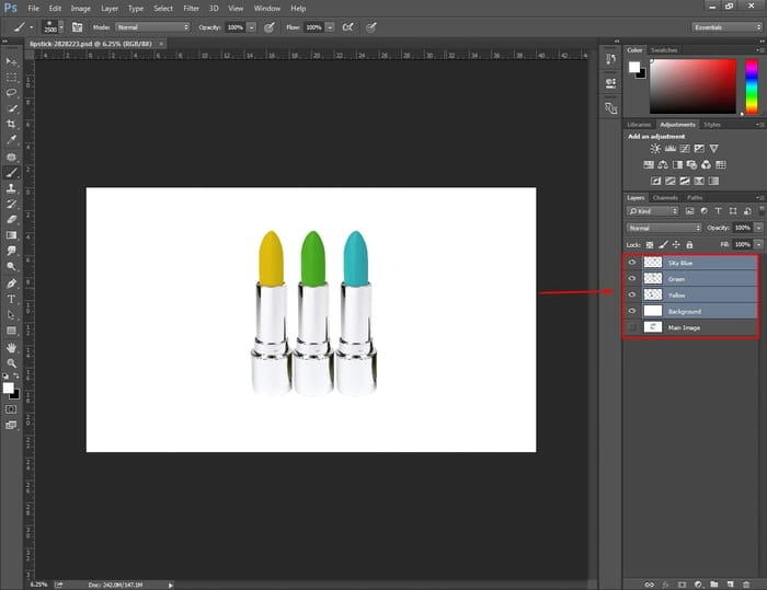 How to Unmerge Layers in Photoshop? 5 Layers-Panel