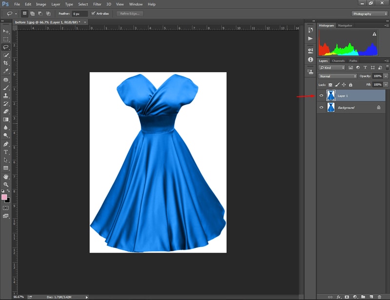 Open the Cloth Image in Photoshop