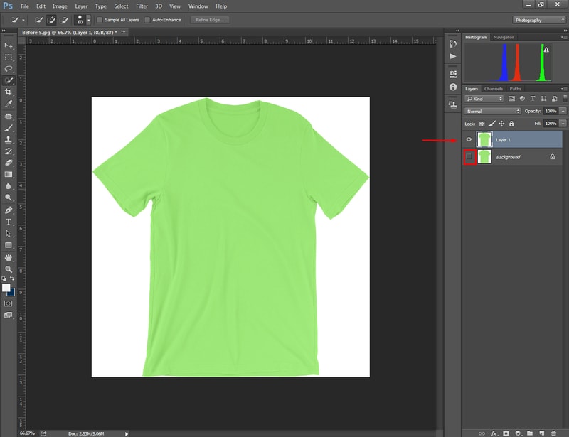 Open the Clothing Picture in Photoshop
