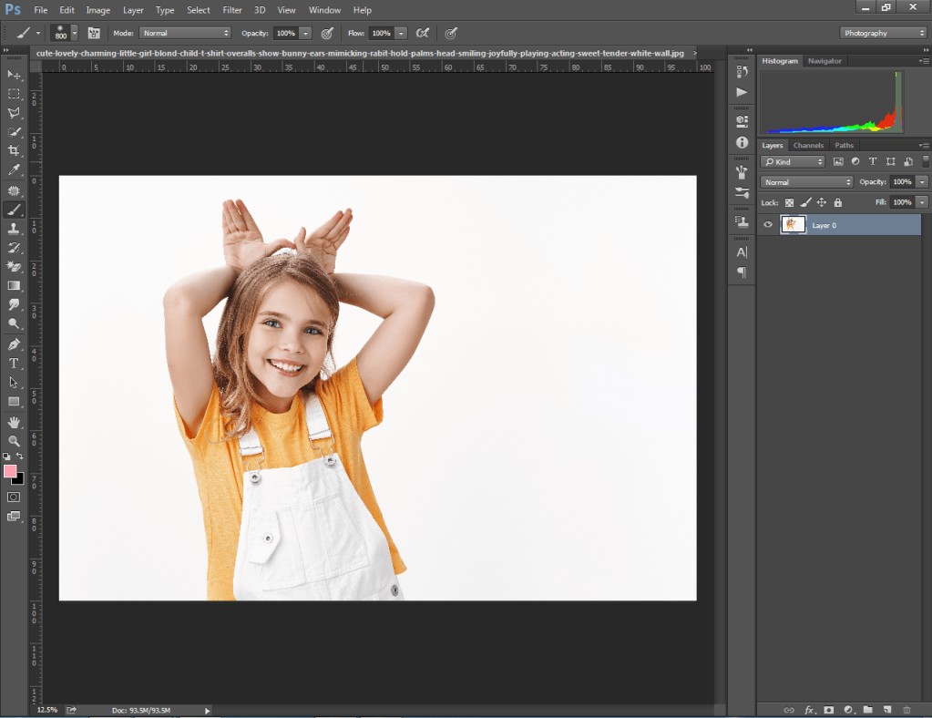 opening your image in Photoshop