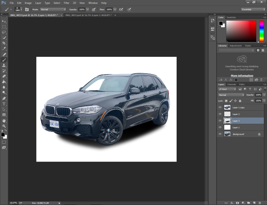 create the shadow to edit car photos in Photoshop
